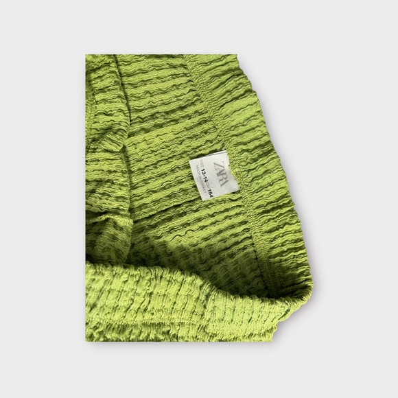 Zara Lime Green Wide Leg Knit Pants - Picture 3 of 5